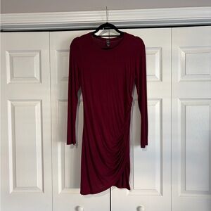 Alya Deep Red Long Sleeve Dress